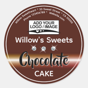 Sticker Rond Brown moderne Rhinestone Cupcake Pâtisserie Étique
