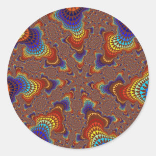 Sticker Rond Brown Rainbow Starburst