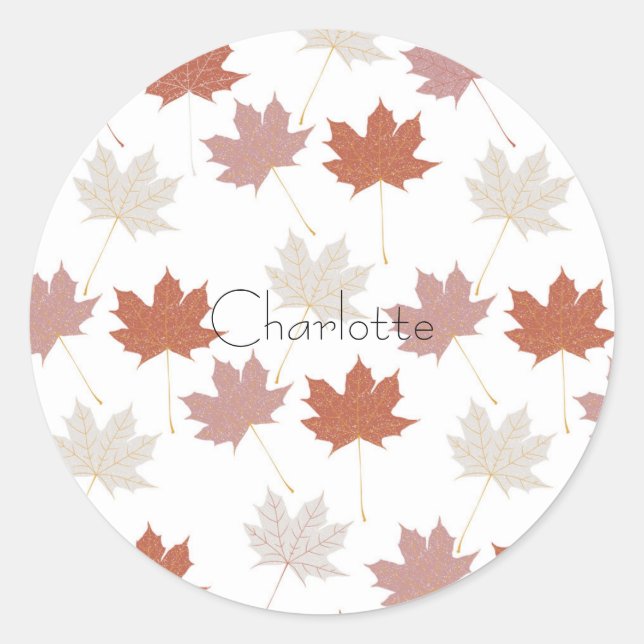 Sticker Rond Brown rouge automne Floral Feuille Y2K Motif (Devant)