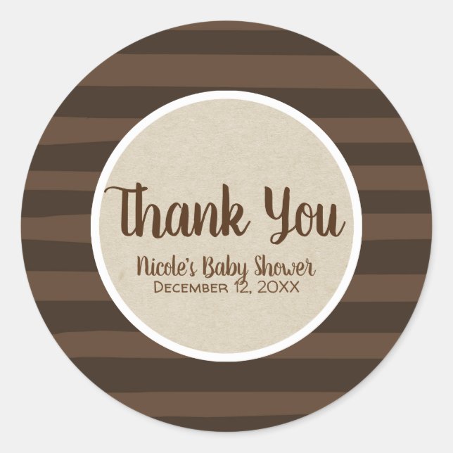 Sticker Rond Brown Trappes Whimsical Rustique Kraft Party Favor (Devant)