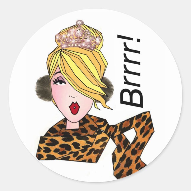 Sticker Rond "Brrr" Il fait froid à l'extérieur de DIVA (Devant)