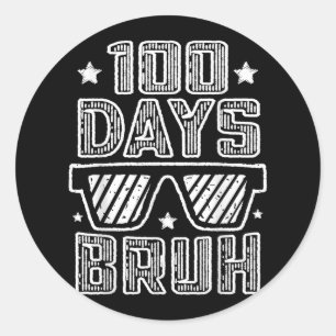 Sticker Rond Bruh 100 Jours De L'École 100E Jour De L'École Sun