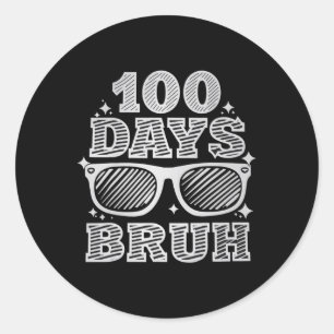 Sticker Rond Bruh 100 Jours De L'École 100E Jour De L'École Sun