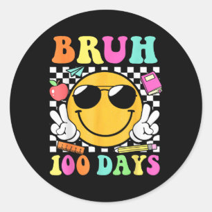 Sticker Rond Bruh 100 Jours Smile Face Enseignant Enfants 100èm