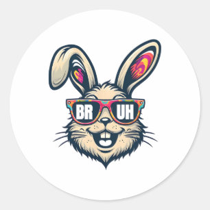 Sticker Rond Bruh Dabbing Bunny Pâques drôle Mens Enfants Garço