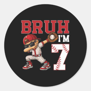 Sticker Rond Bruh I'm 7 Vendre 7ème fête d'anniversaire de fami