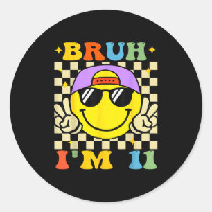 Sticker Rond Bruh j'ai 11 ans Anniversaire violet garçons 11ème