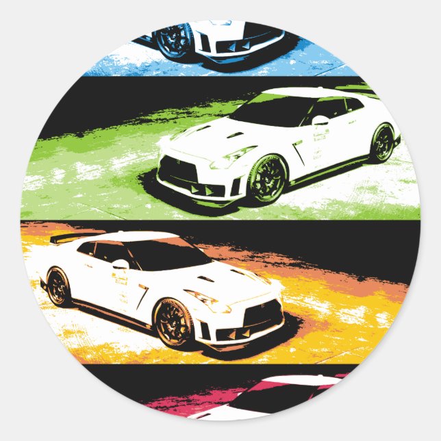 Sticker Rond Bruit-art GTR de Nissan (Devant)