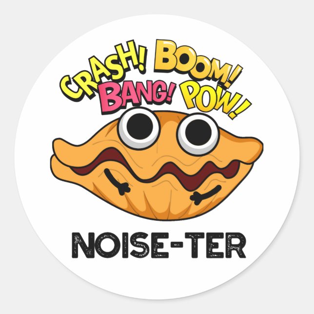 Sticker Rond Bruit-ter Funny Bruyant Oyster Pun (Devant)