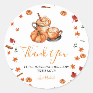 Sticker Rond Brûler Citrouille Baby shower de café épice Merci