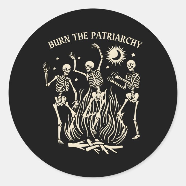 Sticker Rond Brûler L'Halloween féministe Du Patriarcat (Devant)
