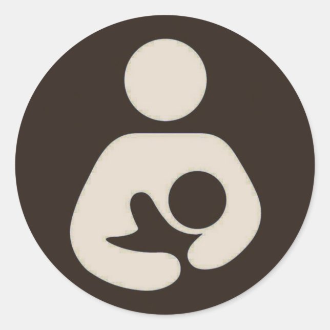 Sticker Rond Brun de symbole de allaiter/soins (Devant)