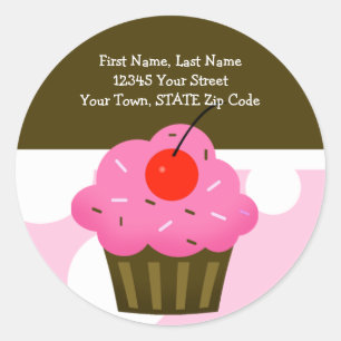 Sticker Rond Brun/rose RONDS de petit gâteau de cerise