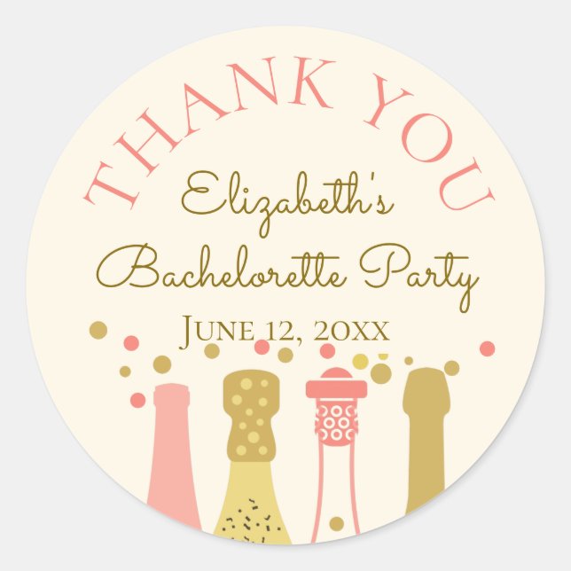 Sticker Rond Brunch Bubbly Retro Merci de la Bachelorette (Devant)