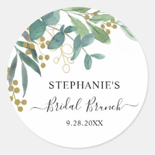 Sticker Rond Brunch de mariée Feuille d'Eucalyptus