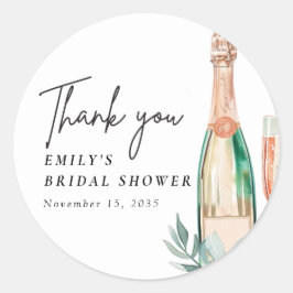 Sticker Rond Brunch et Bubbly Élégant Shower de Mariée