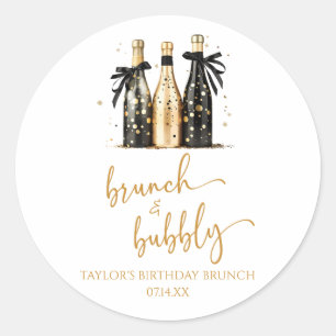 Sticker Rond Brunch et Champagne pétillant Fête de brunch d'ann