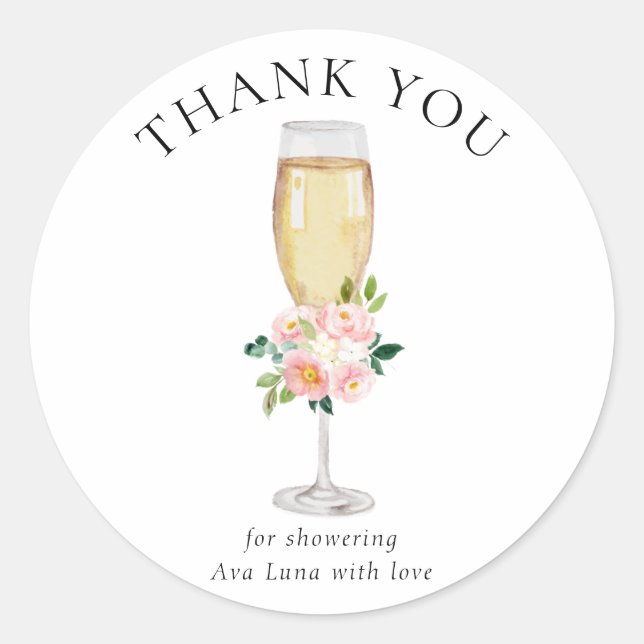 Sticker Rond Brunch et Merci de Fête des mariées Bubbly (Devant)