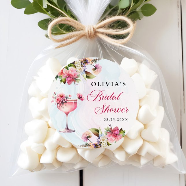 Sticker Rond Brunch Floral Et Fête des mariées Bubbly (Créateur téléchargé)