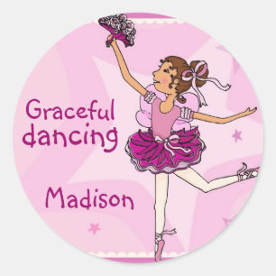 Sticker Rond Brune/rose gracieux d'autocollant de danse de