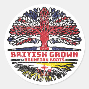 Sticker Rond Brunei Brunéi Britannique Drapeau des racines d'ar