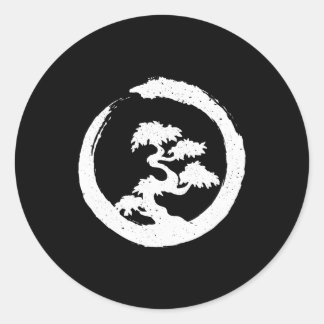 Sticker Rond Brush Stroke de l'arbre Bonsai W Enso