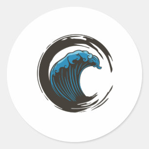 Sticker Rond BRUSH WAVE Zen Eso