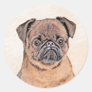 Sticker Rond Bruxelles Griffon Smooth Painting Original Chien A