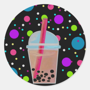 Sticker Rond Bubble Tea - Bubble Arrière - plan