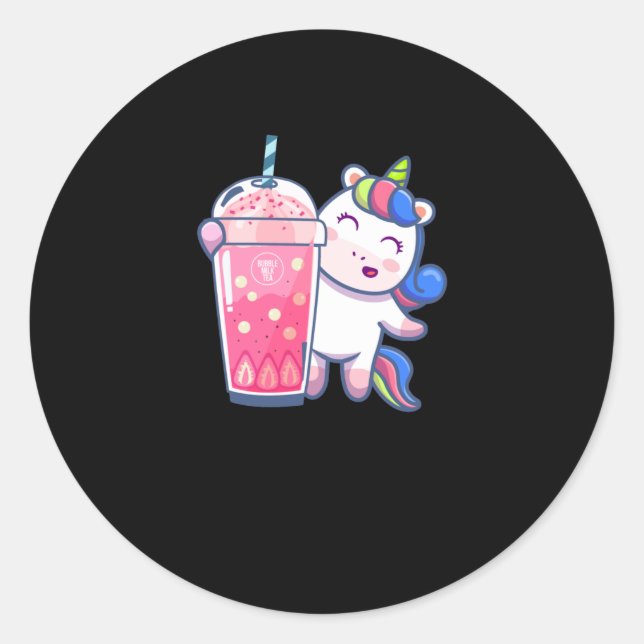 Sticker Rond Bubble Tea Unicorn Cadeau (Devant)