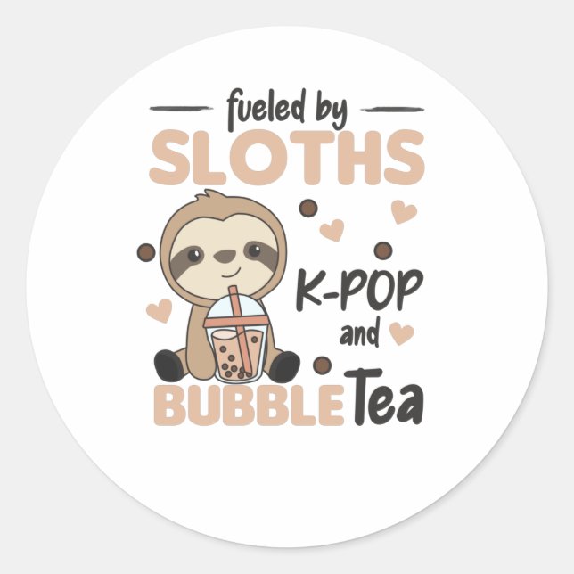 Sticker Rond Bubble Thé Sloth Chocolat Animaux mignons Boba (Devant)
