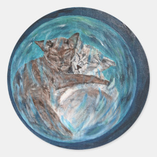 Sticker Rond Bubblecats dans le cyberespace