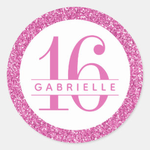 Sticker Rond BubblegumParties scintillant rose Anniversaire Fav