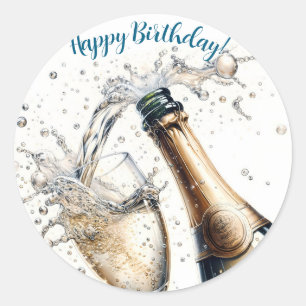 Sticker Rond Bubbly champagne Joyeux anniversaire