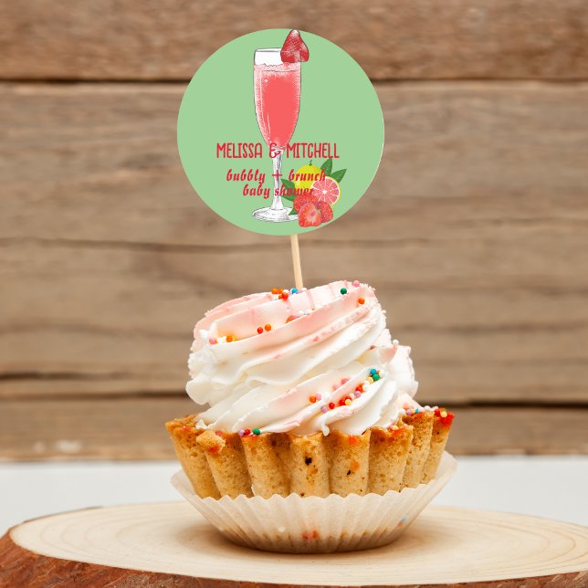 Sticker Rond Bubbly et brunch baby shower cupcake toppers (Créateur téléchargé)