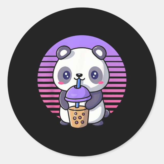 Sticker Rond Buble Tea Kawaii Panda Boba (Devant)
