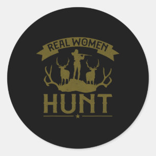 Sticker Rond Buck Deer Chasse Chasse Fille Véritable Femmes Cha