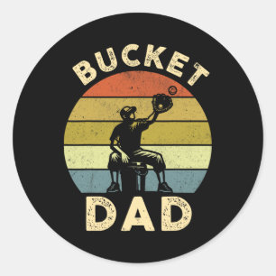 Sticker Rond Bucket Papa Softball Papa Baseball Drôle Entraîneu