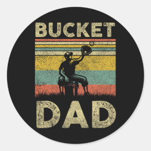 Sticker Rond Bucket Papa Softball Papa Baseball Drôle Entraîneu