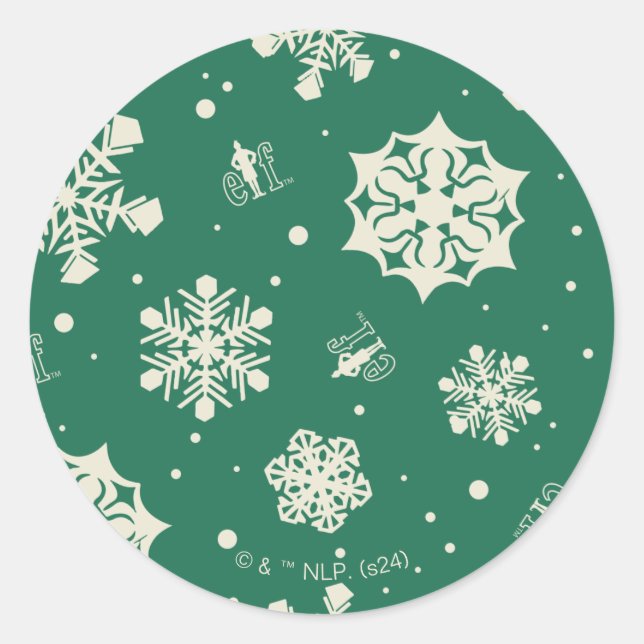 Sticker Rond Buddy le Motif Elf Snowflake (Devant)