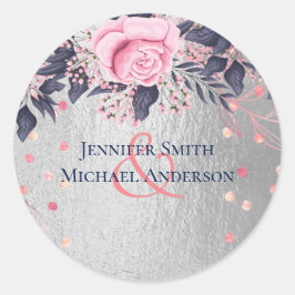 Sticker Rond BUDGET Argent Rosegold Marine Mariage métallique r