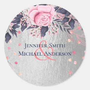 Sticker Rond BUDGET Argent Rosegold Marine Mariage métallique r