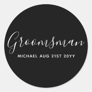 Sticker Rond BUDGET Bestman Groomsman DONS Classique Noir