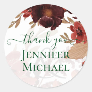 Sticker Rond Budget Bourgogne Orange Chute Mariage Floral
