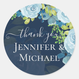 Sticker Rond Budget Dusty Blue Flowers Sage Mariage