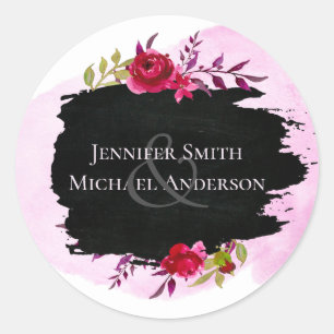 Sticker Rond Budget LeahG Rose Rose noire Moderne Mariage