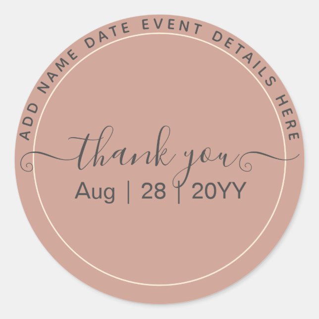 Sticker Rond BUDGET Mariage Monochrome Terracotta (Devant)