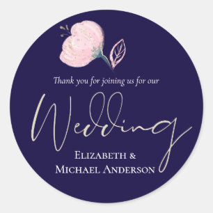Sticker Rond Budget Mariage or bleu rose rose de la marine mode