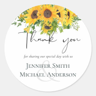 Sticker Rond Budget Rustique Tournesols Mariage Sud