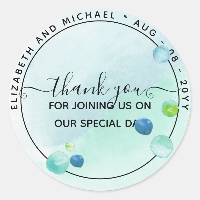 Sticker Rond BUDGET Verre de mer Mariage Abstrait moderne (Devant)